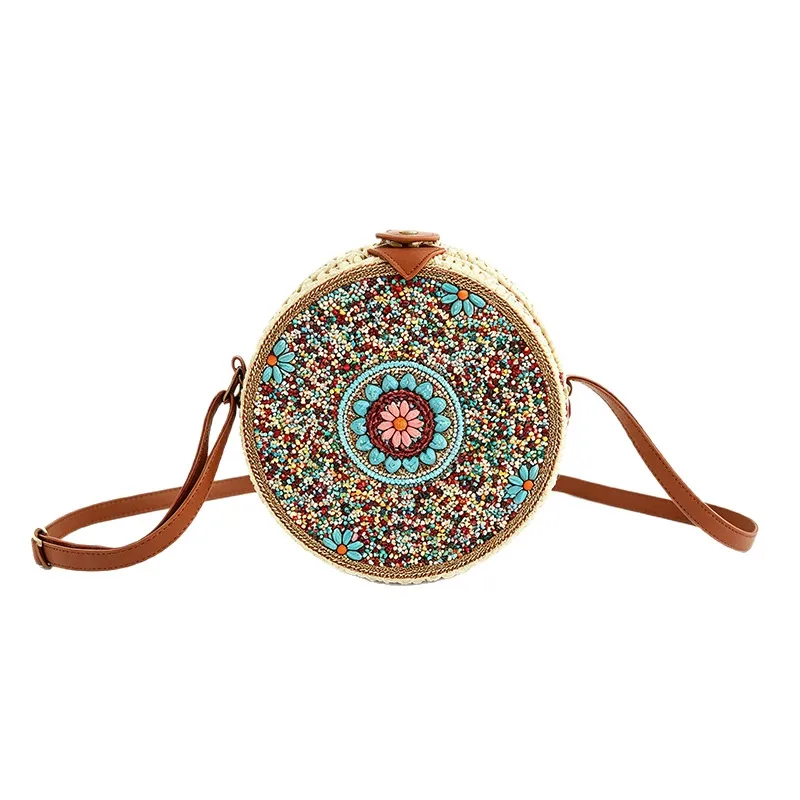 Woven Round Shoulder Bag View 5