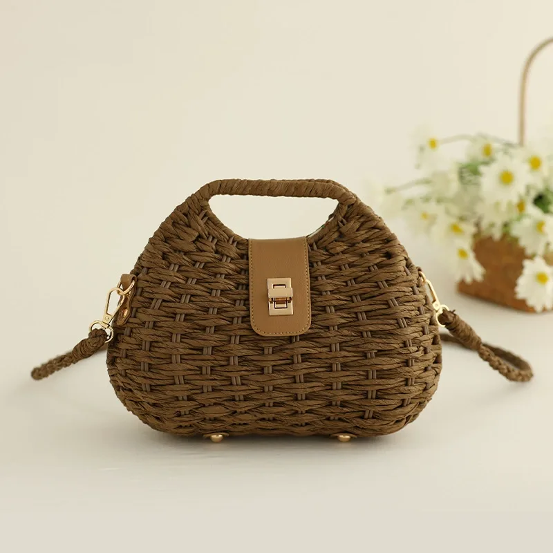Woven Crossbody Bag (Shell Detail) View 9